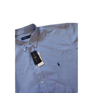 Polo Ralph Lauren Button Down Shirt Man's 3XL T Blue Striped Long Sleeves Casual